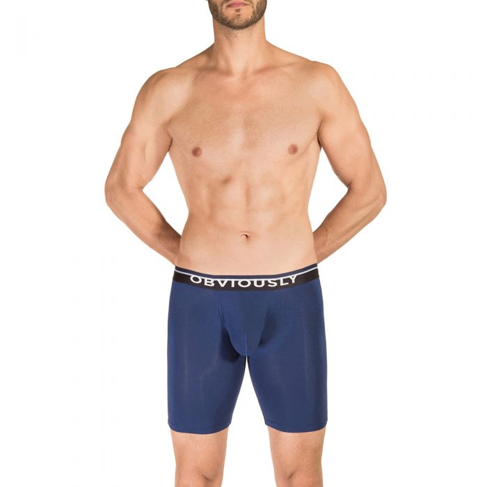 Obviously PrimeMan Boxer Brief 9 Inch Leg A01 Navy Mens Underwear