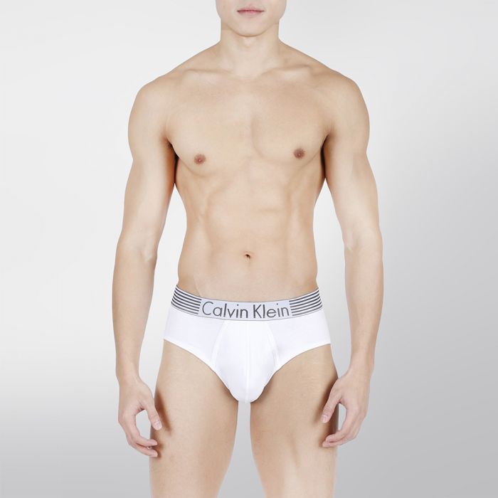 Calvin Klein Iron Strength Cotton Hip Brief NB1015 White Mens Underwear