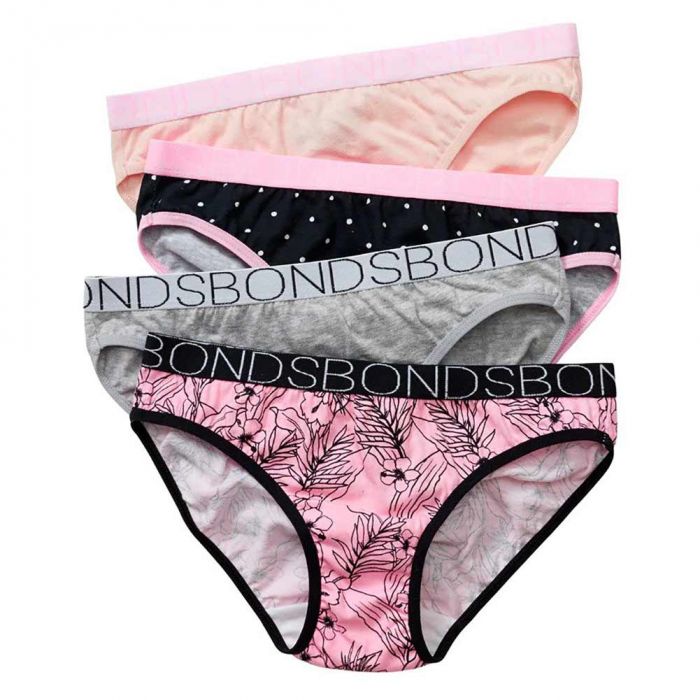 Bonds Girls 4 Pack Bikini Underwear - Strawberrylicious (12-14
